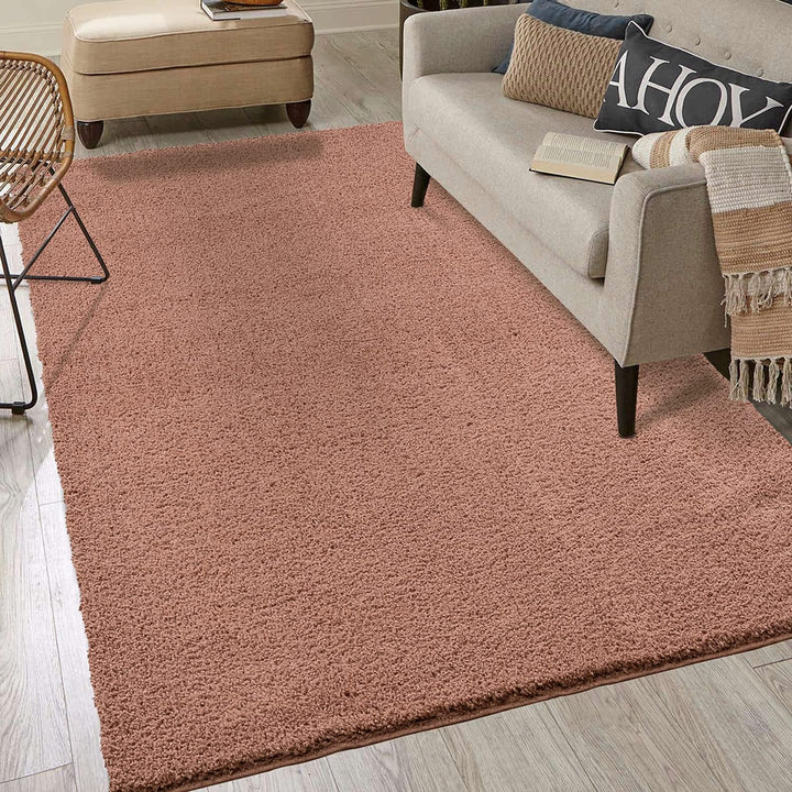 payé Teppich Hochflor Wohnzimmer - Pink - 200x200cm - Shaggy Einfarbig Soft Weich Schlafzimmer Kinde