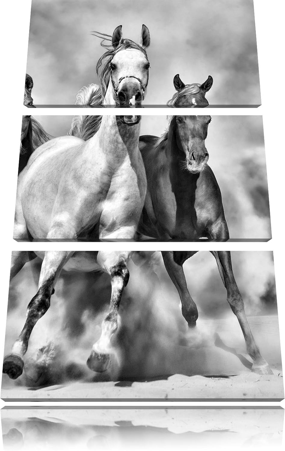 Pixxprint Western Pferde in Wüste als Leinwandbild/Grösse: 3 Teilig (120x80) cm/Wandbild/Kunstdruck/