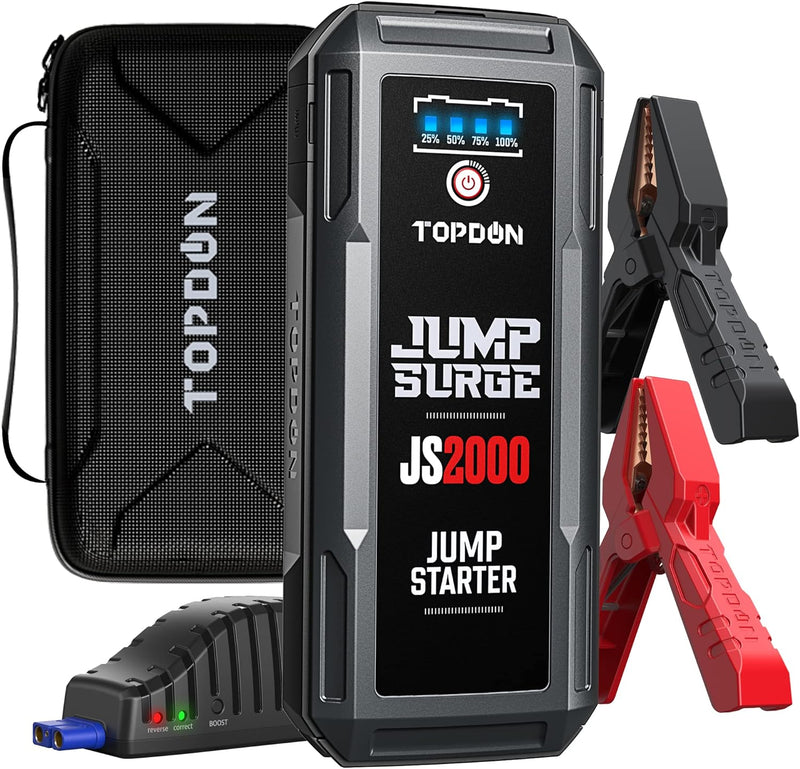 TOPDON Starthilfe Powerbank, JS2000 Starterbatterie 2000A Auto Booster Power Pack für bis zu 8L Benz