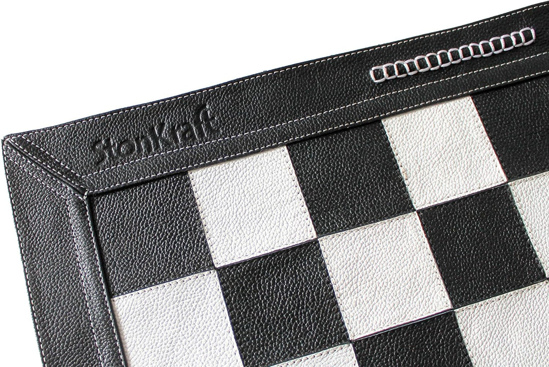 StonKraft 19 "x 19" Echtes Leder Schach - Schwarze Farbe | Roll-up Schach | Turnier Schach