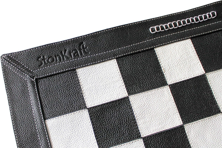 StonKraft 19 "x 19" Echtes Leder Schach - Schwarze Farbe | Roll-up Schach | Turnier Schach