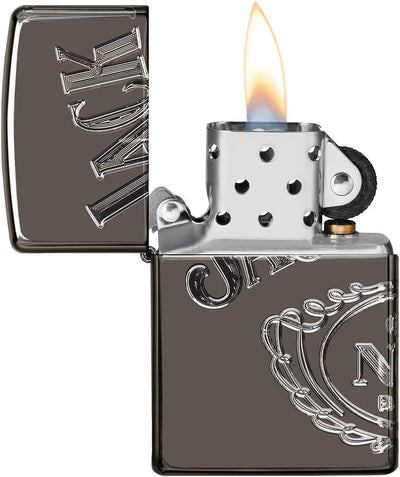 Zippo Armor Jack Daniels High Polish Black Ice Pocket Lighter Feuerzeug, schwarz, Einheitsgrösse, Sc