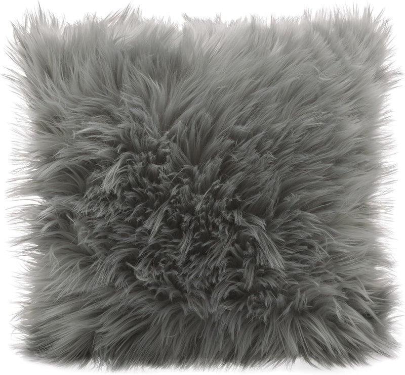 CelinaTex Cuddly Dekokissen 80 x 80 cm grau Langhaar Zierkissen dekoratives Fellimitat Sofakissen Ku