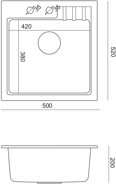 VBChome Spüle mit Armatur 52 x 50 cm Beige Tiefes Becken Küche Einbauspüle Verbundspüle Küchenspüle
