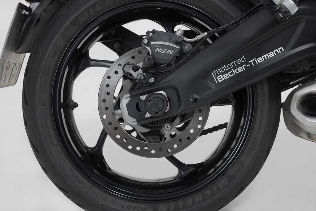 SW-Motech Sturzpad-Kit für Hinterachse - Schwarz. Trident 660 / Tiger 660, X-Cape 650.