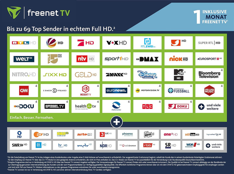 freenet TV HD Modul inkl. 1 Monat freenet TV für Antenne (DVB-T2 HD) inkl. 1 Monat freenet TV Single