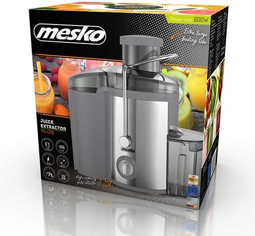 Mesko MS 4126 Entsafter für Obst und Gemüse aus Edelstahl, Saft/Juice Maschine, 65mm breiter Einlass