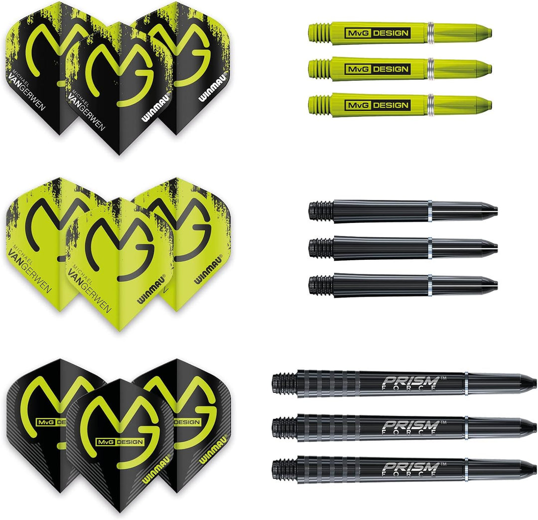 Winmau MvG Acclaim Dartpfeile mit Wolfram-Stahlspitze, 25 g, Set mit Flights und Schäften Einzelbett