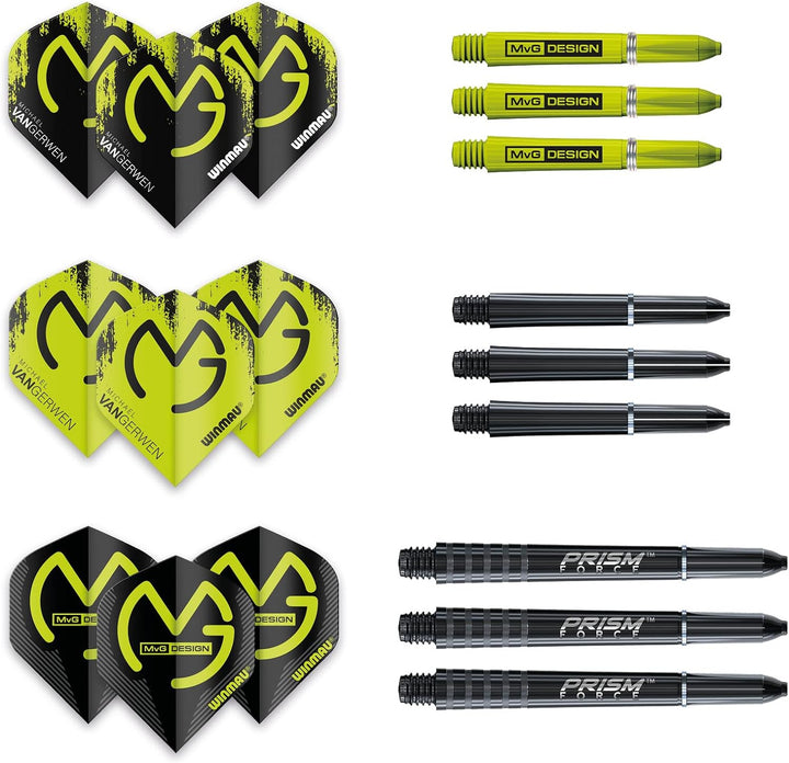 Winmau MvG Acclaim Dartpfeile mit Wolfram-Stahlspitze, 25 g, Set mit Flights und Schäften Einzelbett