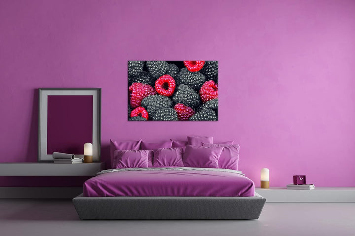 deyoli Himbeeren und Früchte im Format: 80x60 als Leinwandbild, Motiv fertig gerahmt auf Echtholzrah