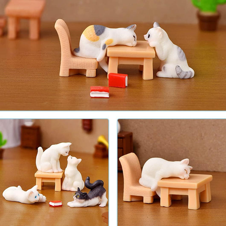 Rolin Roly 15Pcs Mini Katzen Figuren Harz Landschafts Decoration Miniatur Garten Figuren Micro Lands