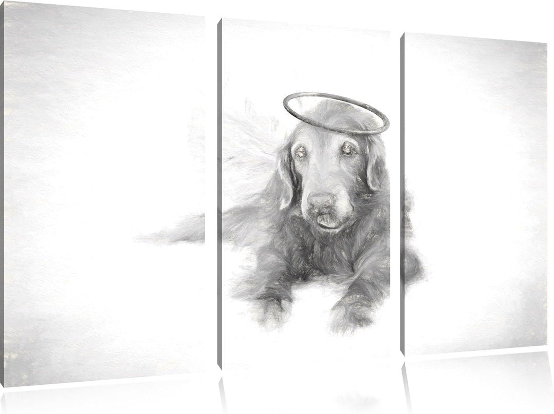 Pixxprint Hundeengel im Himmel als Leinwandbild/Grösse: 3 Teilig (120x80 cm) cm/Wandbild/Kunstdruck/