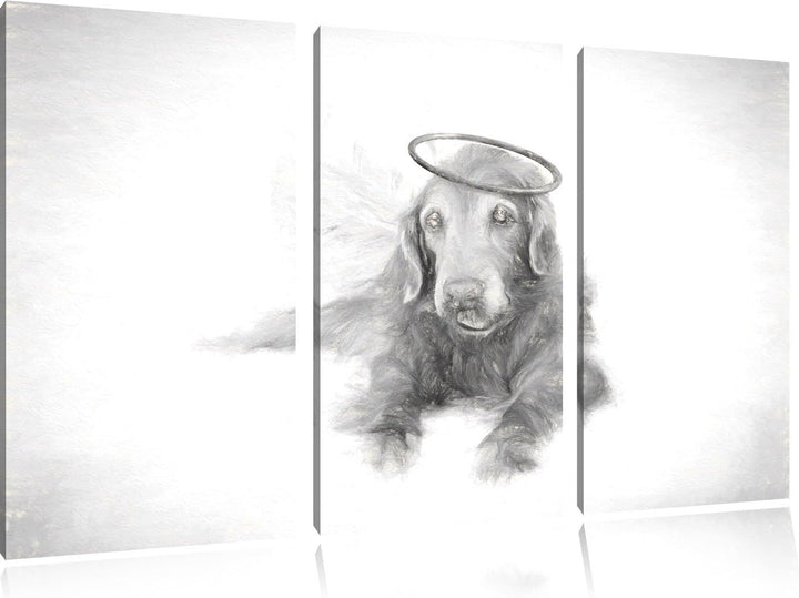 Pixxprint Hundeengel im Himmel als Leinwandbild/Grösse: 3 Teilig (120x80 cm) cm/Wandbild/Kunstdruck/