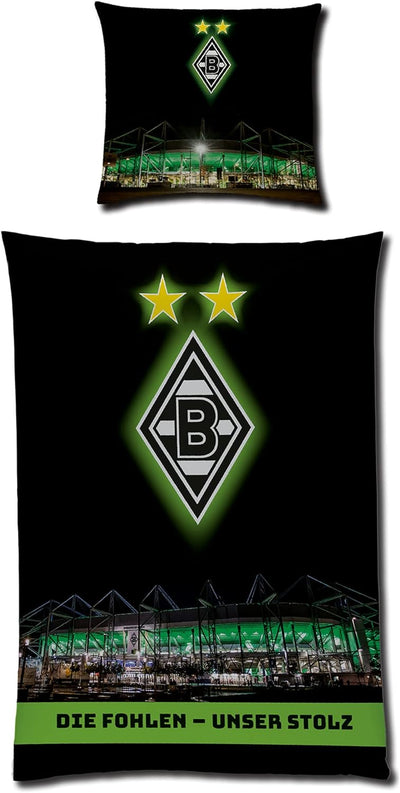 Borussia Mönchengladbach Wende-Bettwäsche - Borussia-Park Leuchtet im Dunkeln 135 x 200 + 80 x 80 cm