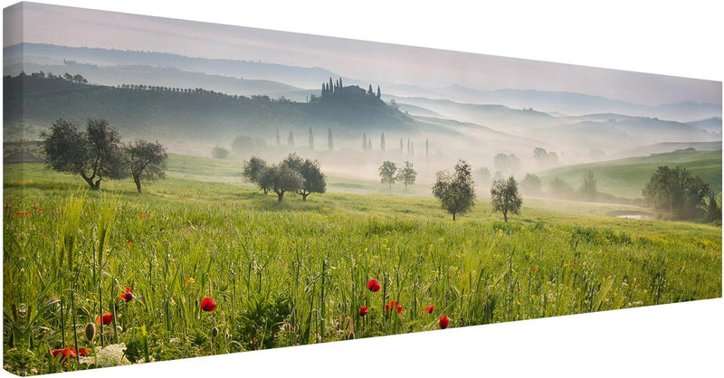 Bilderwelten Leinwandbild - Toskana Frühling - Panorama Quer, 40cm x 120cm, 40cm x 120cm