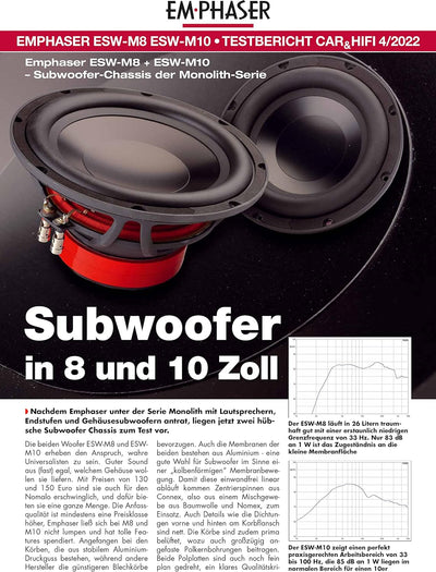 EMPHASER ESW-M8: Bass Lautsprecher 20 cm mit 200 Watt RMS, leistungsstarker 8 Zoll Subwoofer für Aut