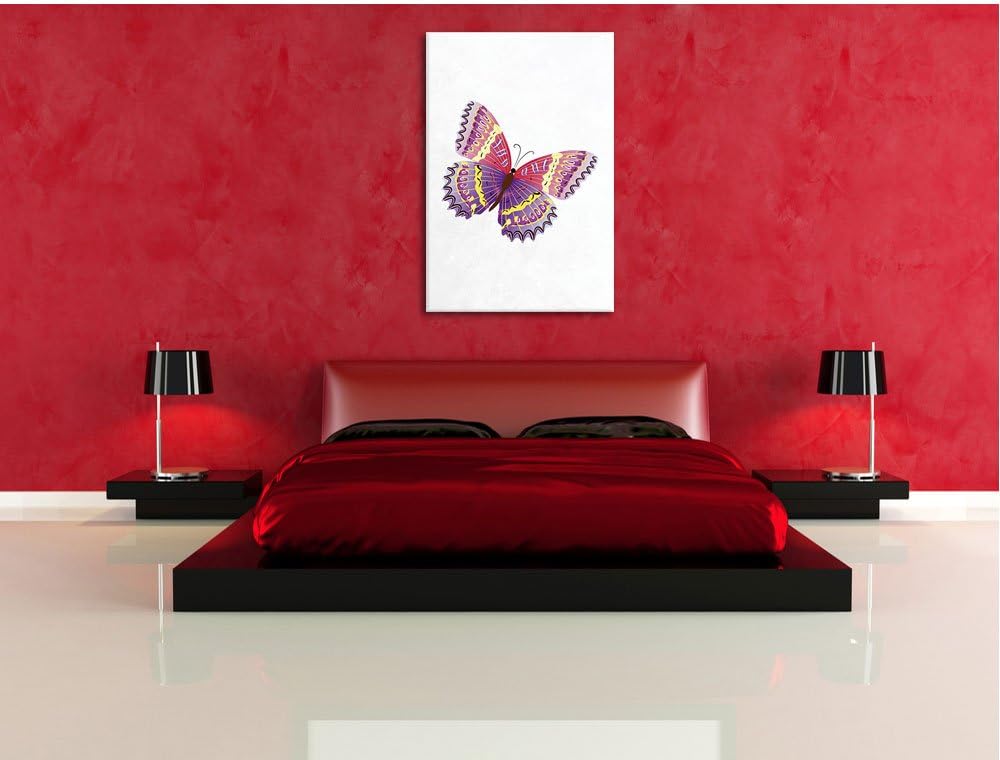 Pixxprint Hübscher Pinker Schmetterling weiss, Format: 70x100 auf hochkantiges Leinwandbild, 70x100
