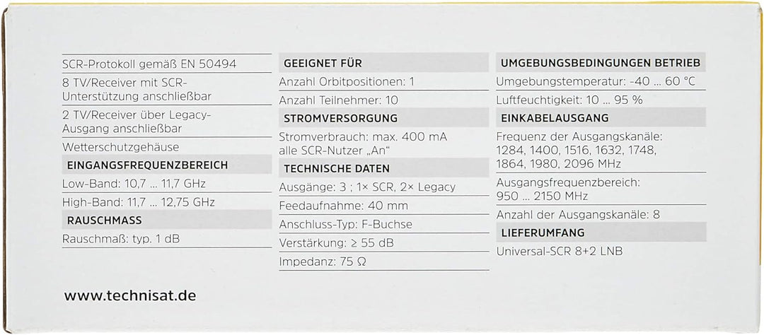 TechniSat Universal-SCR 8+2 LNB - Einkabel-LNB mit Zwei Legacy-Ausgängen (Sat-LNB mit Wetterschutzge