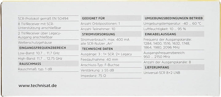 TechniSat Universal-SCR 8+2 LNB - Einkabel-LNB mit Zwei Legacy-Ausgängen (Sat-LNB mit Wetterschutzge