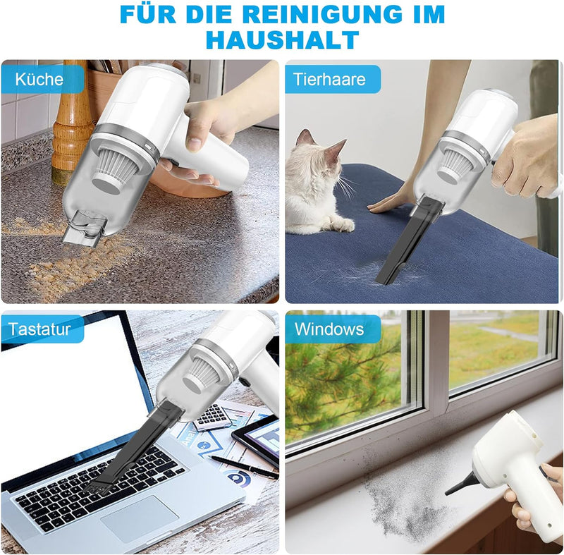 Yeegnar Handstaubsauger Akku 2 in 1, Autostaubsauger USB aufladbar Tragbar Leicht Mini Staubsauger 5