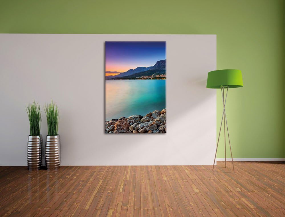 Meer an Traumstadt, Format: 100x70 auf Leinwand, XXL riesige Bilder fertig gerahmt mit Keilrahmen, K