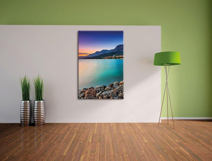 Meer an Traumstadt, Format: 100x70 auf Leinwand, XXL riesige Bilder fertig gerahmt mit Keilrahmen, K
