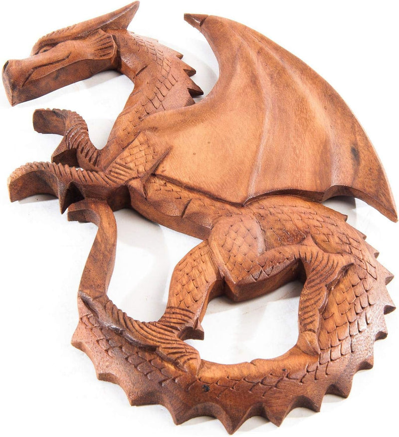 Windalf Wandbild Saphir h: 29 cm Drache Links schauend Handarbeit aus Holz