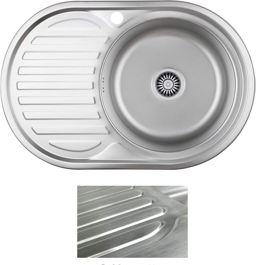VBChome Einbauspüle 77x50 Satinstruktur ab 45er Unterschrank Edelstahl Küchenspüle Spüle Ablagefläch