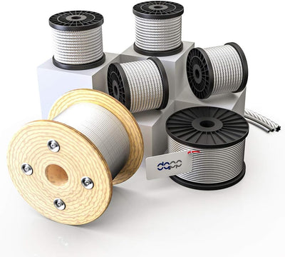 20m DRAHTSEIL SET 6mm 6x19+FC + 6 x SEILKLEMMEN 6mm DIN 741 + 2 x SPANNSCHLOSS M6 HAKEN - ÖSE verzin