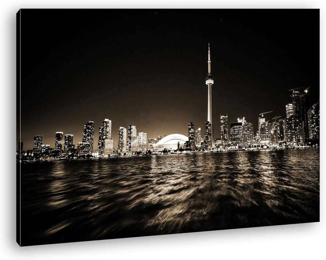 deyoli farbenfrohe Küste von Toronto Format: 80x60 Effekt: Sepia als Leinwand, Motiv fertig gerahmt