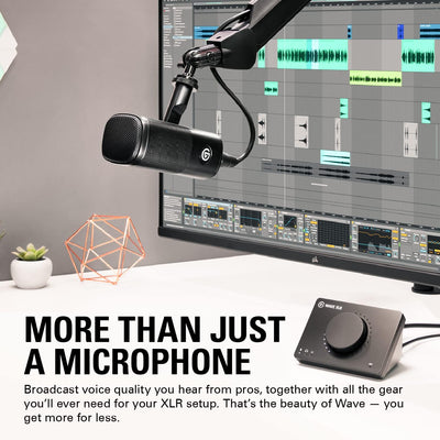 Elgato XLR-Mikrofon-Komplettpaket – Dynamisches Mikro, Schwenkarm, XLR-Kabel, USB-Schnittstelle, kos