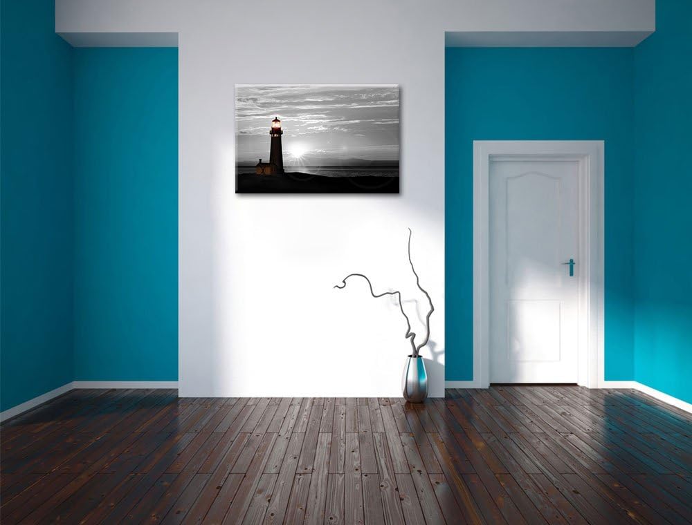 Pixxprint Leuchtturm im Sonnenuntergang als Leinwandbild/Grösse: 100x70 cm/Wandbild/Kunstdruck/ferti