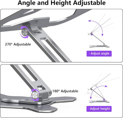 Teskyer 360° Drehung Laptop Ständer, Verstellbarer Laptop Stand, Aluminiumlegierung Laptopständer, H