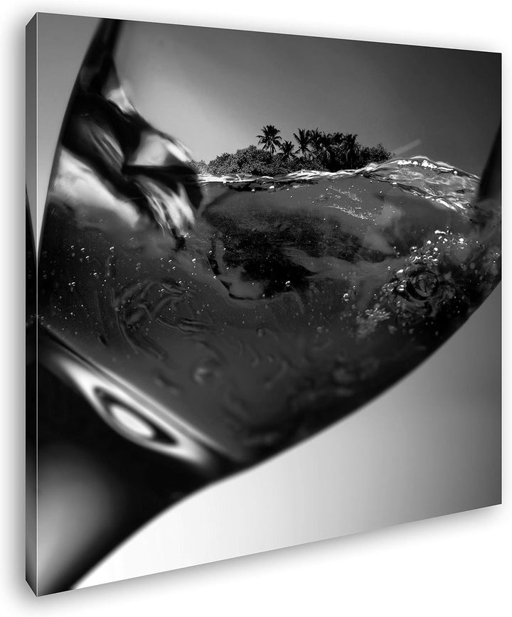 deyoli erstaunliche Insel in Einem Weinglas Format: 70x70 Effekt: Schwarz&Weiss als Leinwandbild, Mo