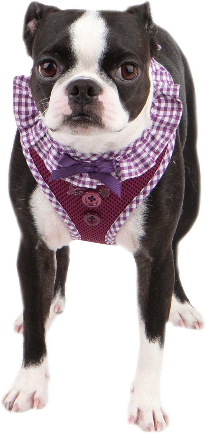 Puppia Vivien Hundegeschirr für kleine Hunde - verstellbar und sehr weich - Karierte Ränder - Auch a