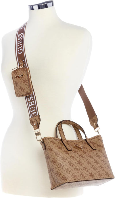 GUESS Damen Latona Tote Mini-Tragetasche, Umhängetasche Latte-logo, Latte-logo