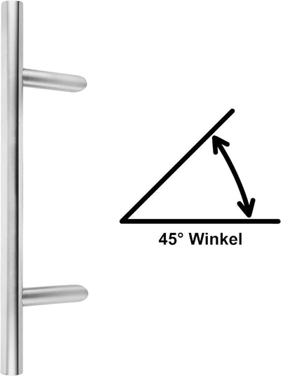 Stossgriff 45° inkl. Befestigungsmaterial 350/210 mm; 500/300 mm; 600/400 mm; 800/600 mm in Edelstah