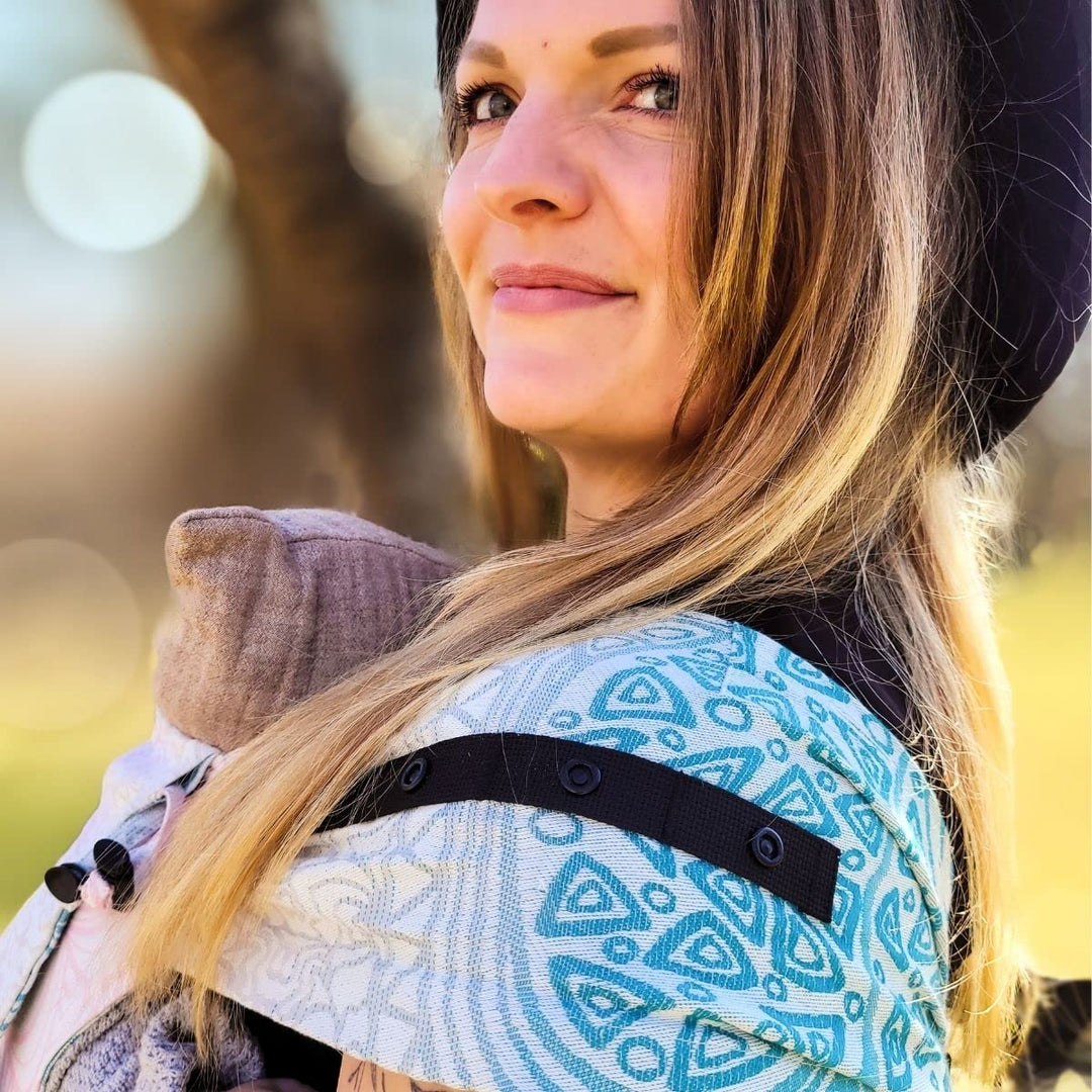 Hoppediz Babytrage Primeo, für Neugeborene ab Geburt, Bauchtrage, Rückentrage, 100% Bio-Baumwolle, J