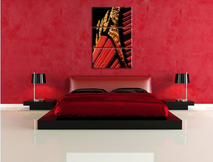 Pixxprint Dark Leuchtreklame 3-Teiler Leinwandbild 120x80 Bild auf Leinwand