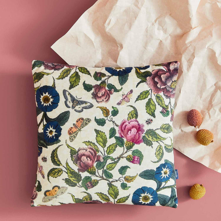 Spode Creatures of Curiosity Kissen mit Blumenmuster, 30 x 30 cm, cremefarben