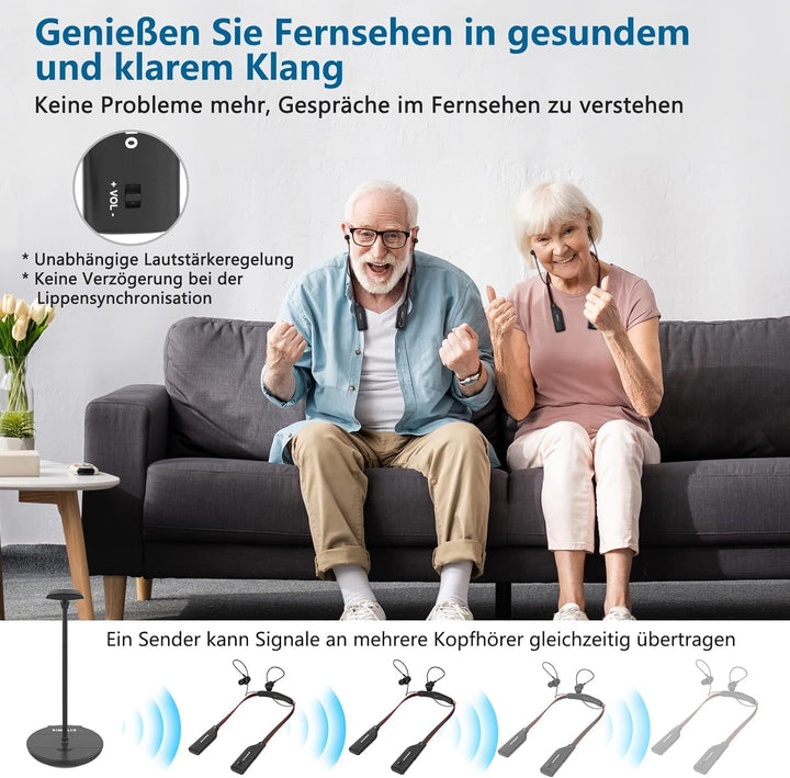 SIMOLIO 2.4GHz Funkkopfhörer Kabellos für TV, Dual Kabellose Kopfhörer für Fernseher für Senioren, B