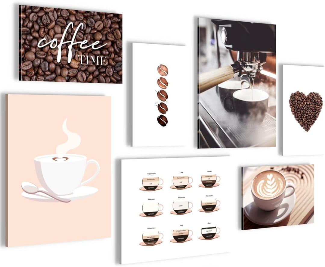 Novart Wandbilder Kaffee Coffee - KOMPLETT AUFHÄNGFERTIG - Küche Esszimmer Küchenbilder- 7 Moderne M