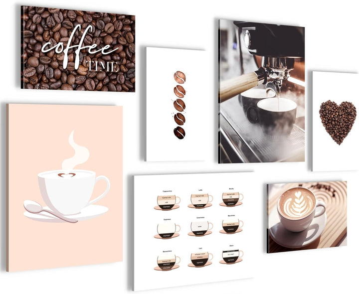 Novart Wandbilder Kaffee Coffee - KOMPLETT AUFHÄNGFERTIG - Küche Esszimmer Küchenbilder- 7 Moderne M