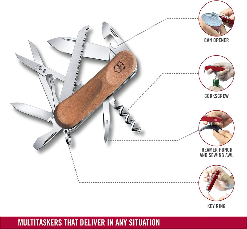 Victorinox Holz Taschenmesser Evolution Wood 17 (13 Funktionen, Holzsäge, Korkenzieher) Single, Sing