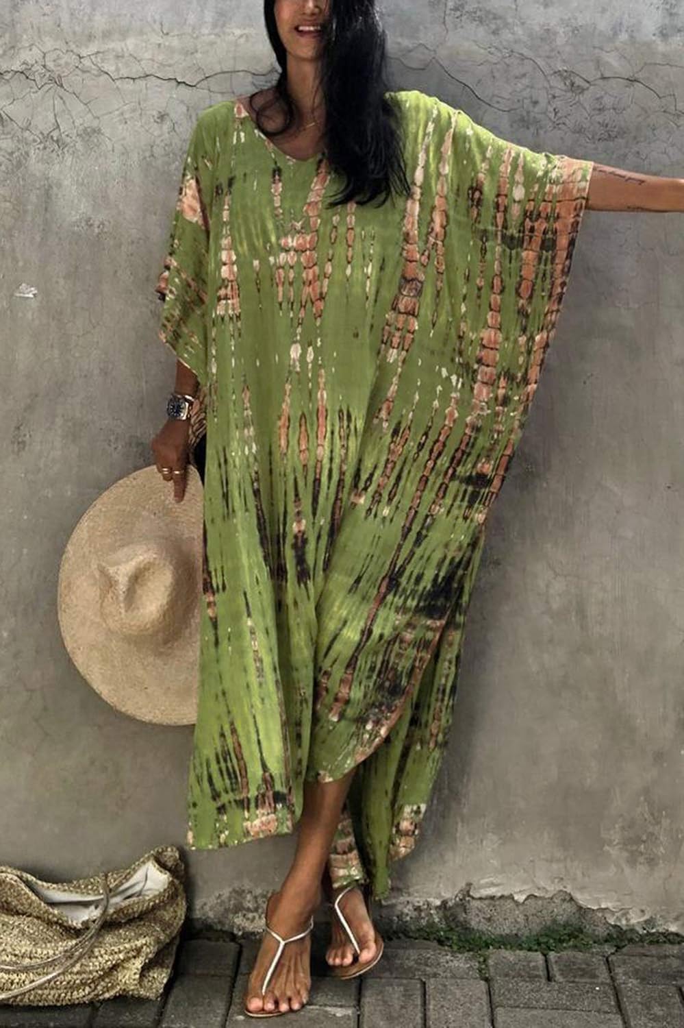 YouKD Sommer Blumen Long Kaftan Bohemian Loungewear Beach Badeanzug Vertuschen Maxi Robe für Frauen