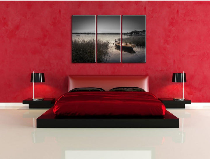 Pixxprint Segelschiffe an der Küste als Leinwandbild/Grösse: 3 Teilig (120x80) cm/Wandbild/Kunstdruc