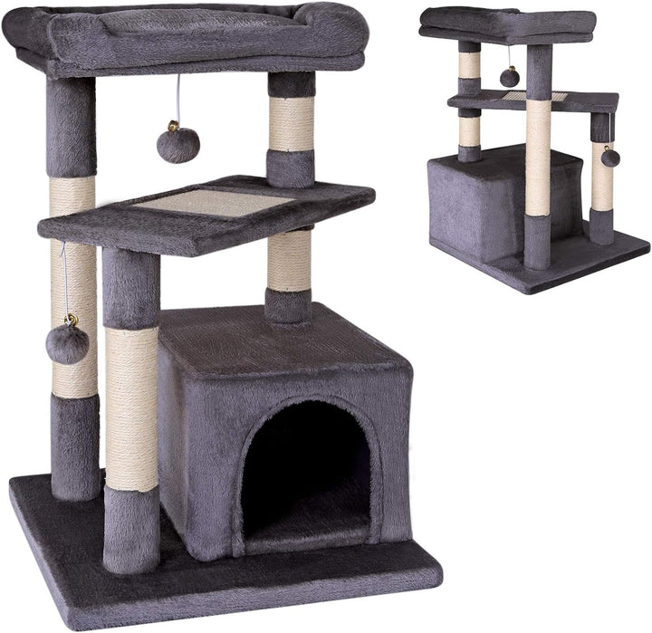 lionto Kratzbaum Kletterbaum Katzenkratzbaum Katzenbaum Höhe 75 cm, dunkelgrau, Dunkelgrau