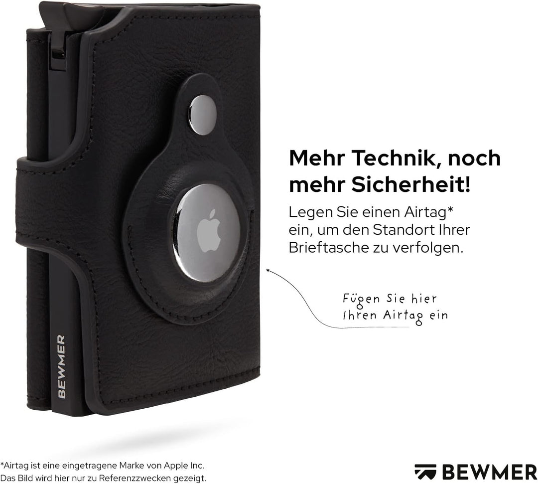 BEWMER 2 Shielded | Herren und Damen Slim Wallet mit RFID-Schutz Anti-Cloning | Kartenetui mit Münzf