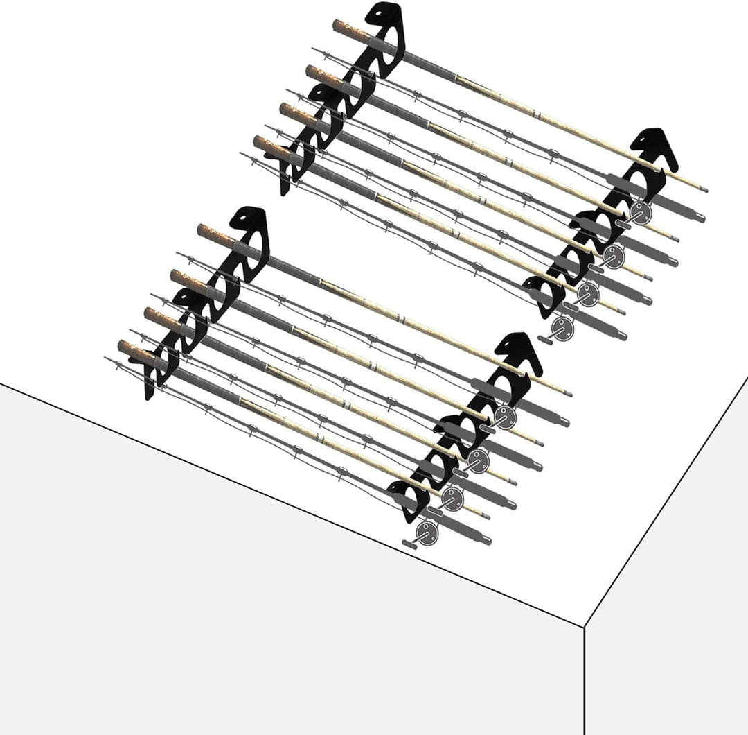 VANROUG Rutenhalter Wandhalterung für Garage, Kabine, Keller, robust, für bis zu 8 Ruten (4), Schwar