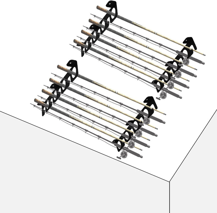 VANROUG Rutenhalter Wandhalterung für Garage, Kabine, Keller, robust, für bis zu 8 Ruten (4), Schwar